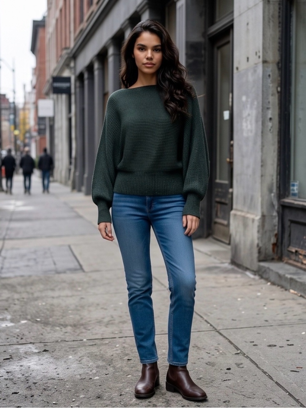 NWT Dokotoo Green Oversized Batwing Ribbed Knit Boat Neck Sweater Women’s Large
